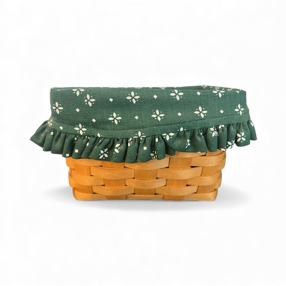 Longaberger Recipe Basket Fabric Lining, Tag & Wooden Lid Vintage - Picture 4 of 6